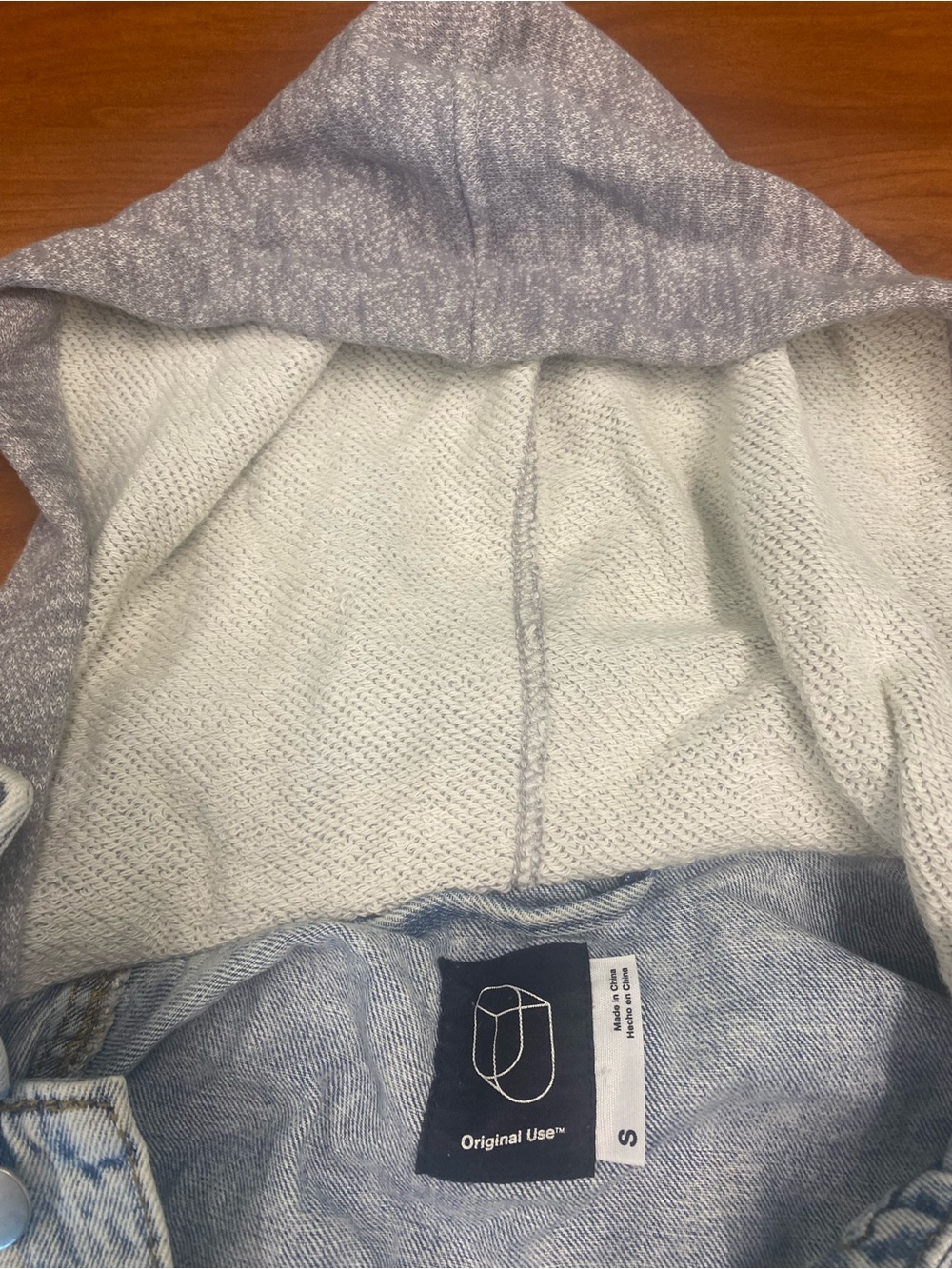 Original Use Denim Jacket Men S Sweatshirt Hoodie Acid Wash Lightweight Pockets - Picture 5 of 13